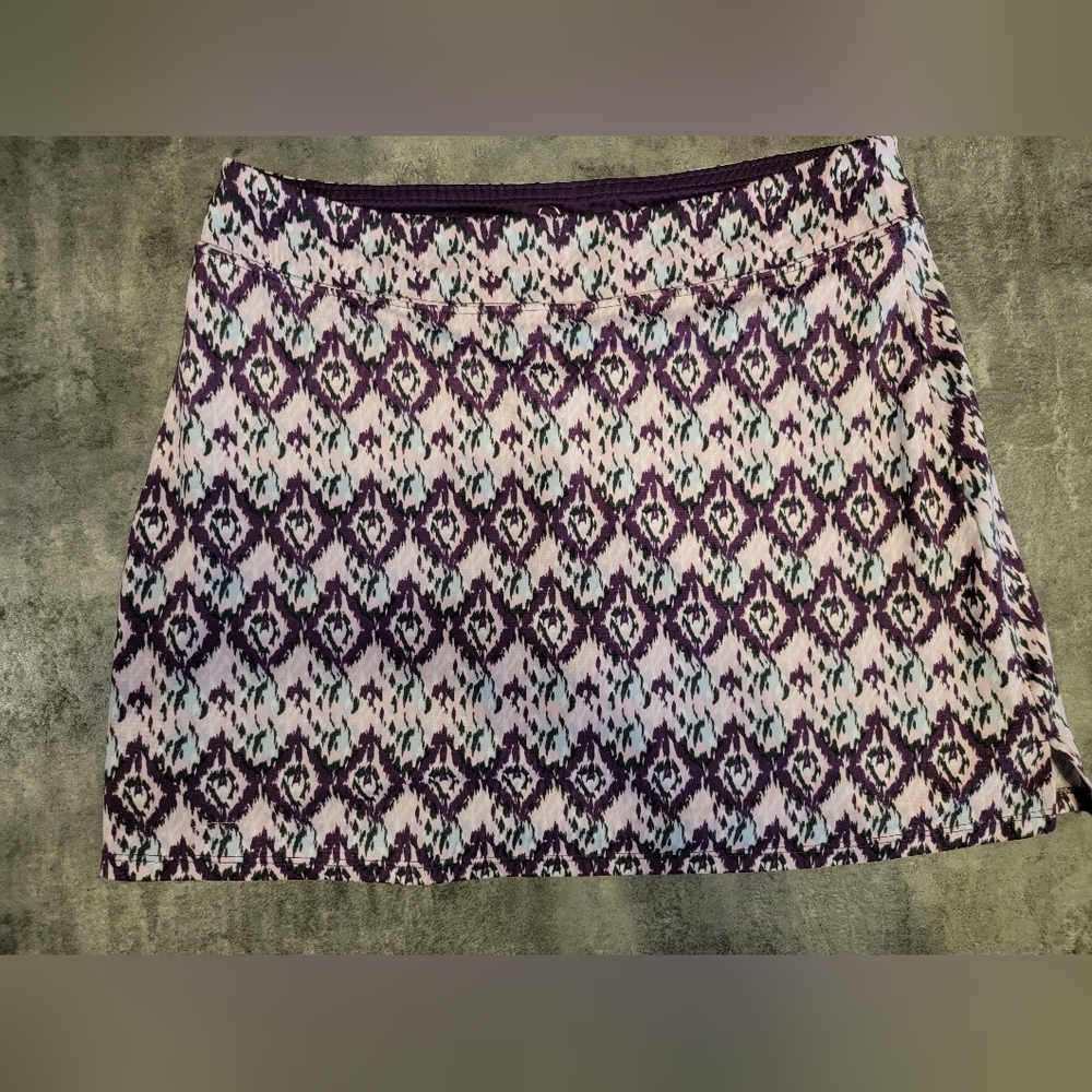 Tranquility Womens Purple Athletic A Line Skort Skirt Shorts Elastic Waist SMALL